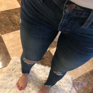 Madewell high rise skinny (9”) jeans with holes